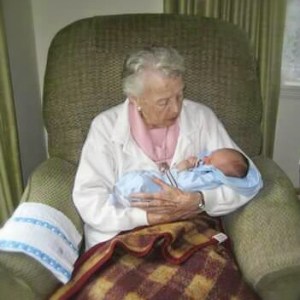 Grandma meeting my nephew Jonah in 2008.